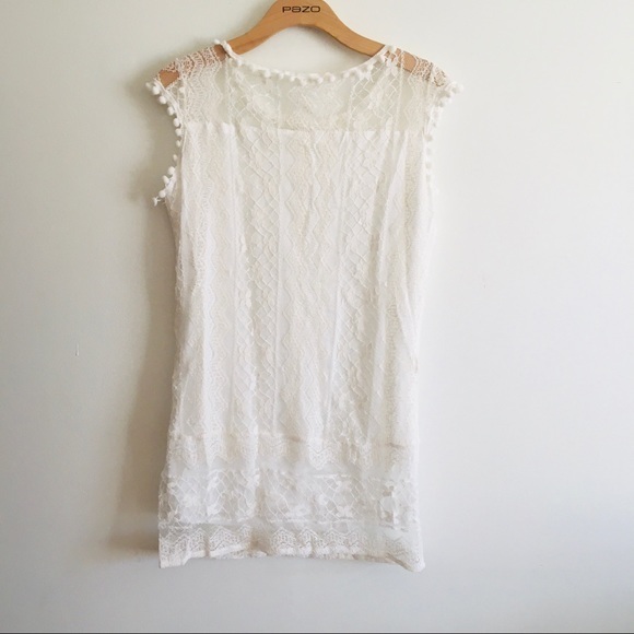 Sleeveless  XL  white cover up lace embroidered - Picture 3 of 8